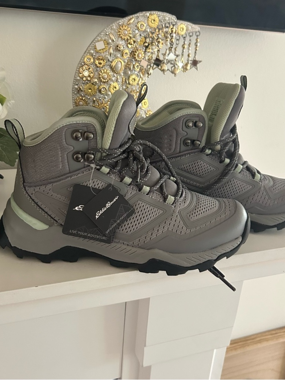 Eddie Bauer Gray and Mint Trail Hiking Boots
